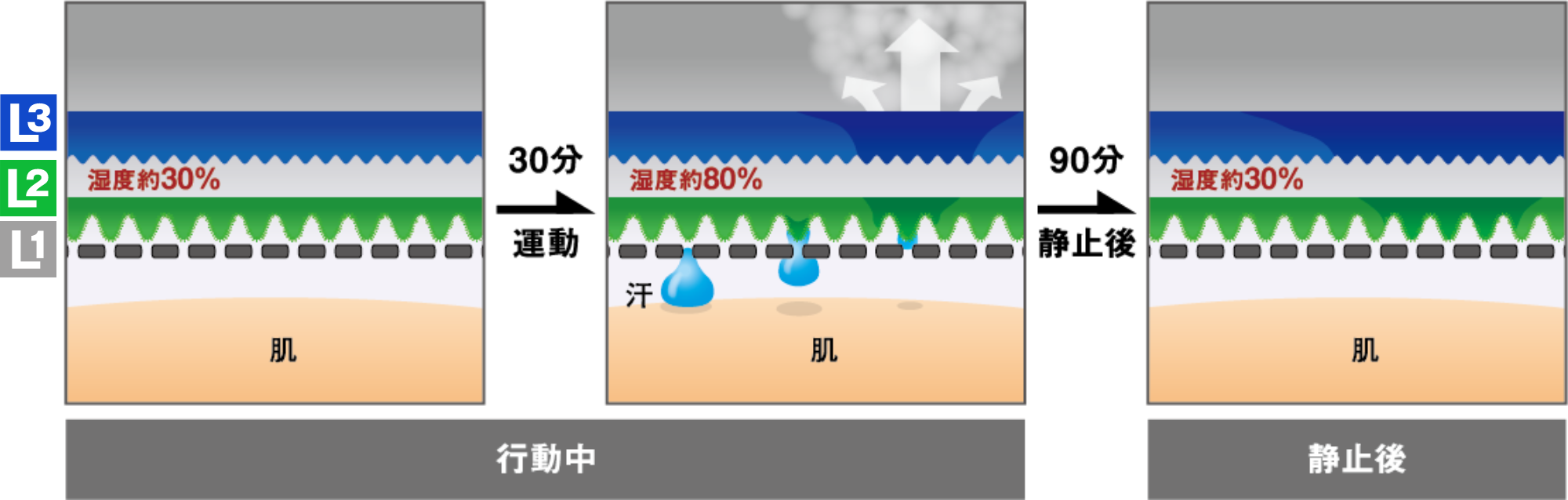 レイヤー間の湿度測定試験