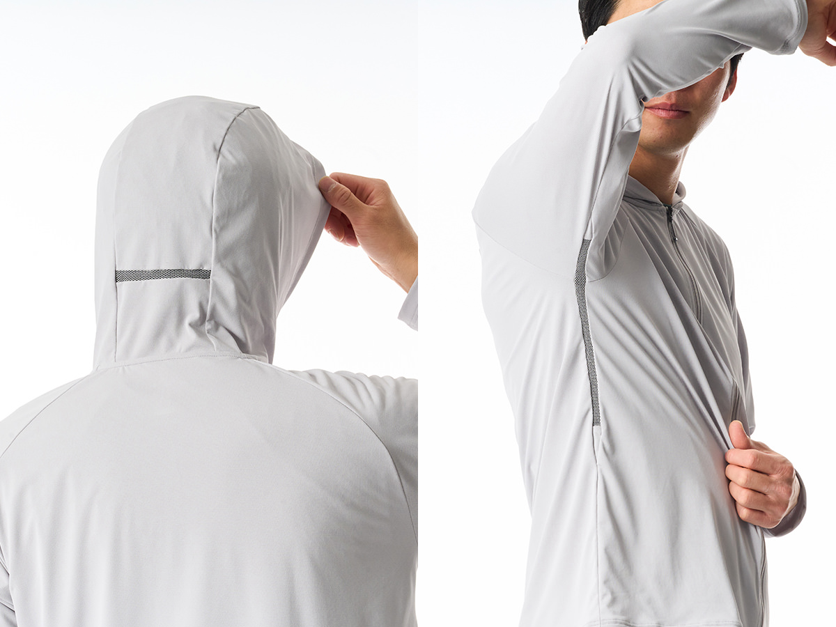 蒸れを逃がす通気メッシュ（パーカーのみ）